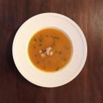 Pompoensoep met kokosgamba's