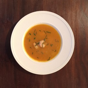 Pompoensoep met kokosgamba's