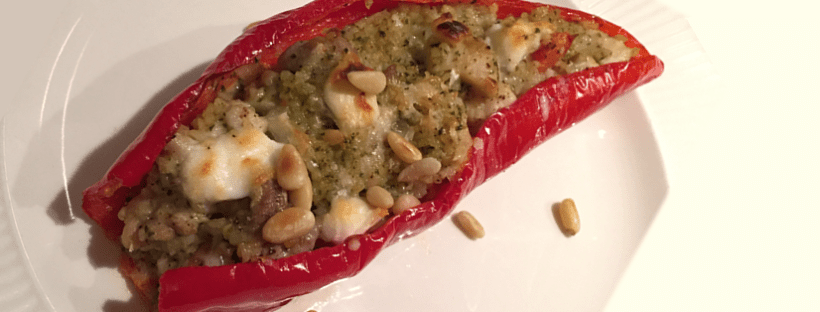 Gevulde paprika met kip pesto