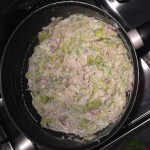 Vislasagne met gamba's, prei en venkel