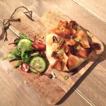 Filodeegpakketjes met kip, blauwe kaas en peer