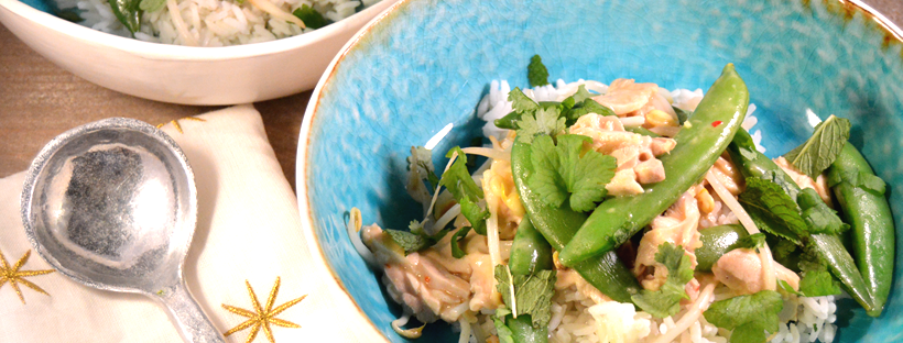 Thaise rijstsalade met kip