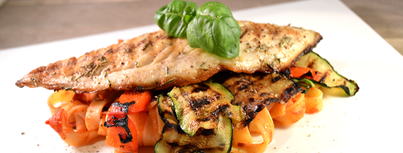 Gegrilde makreel met gegrilde groenten