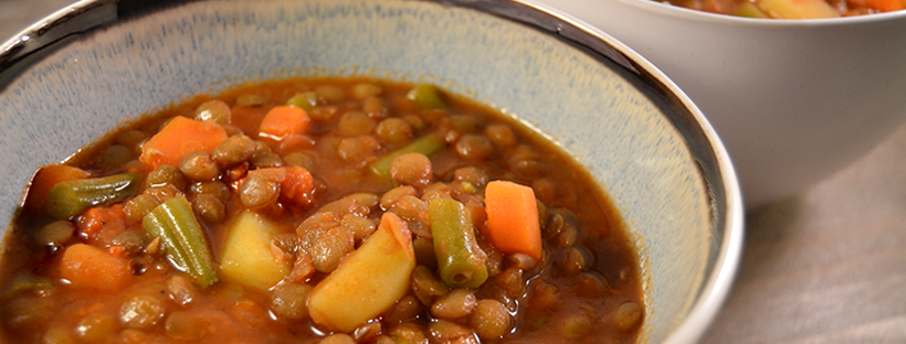 Linzensoep met sobrasada