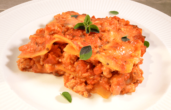 Lasagne bolognese met kip & oregano