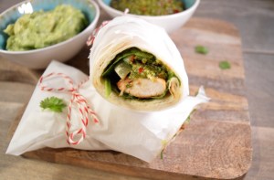Kip-limoen wraps met wasabi-guacamole