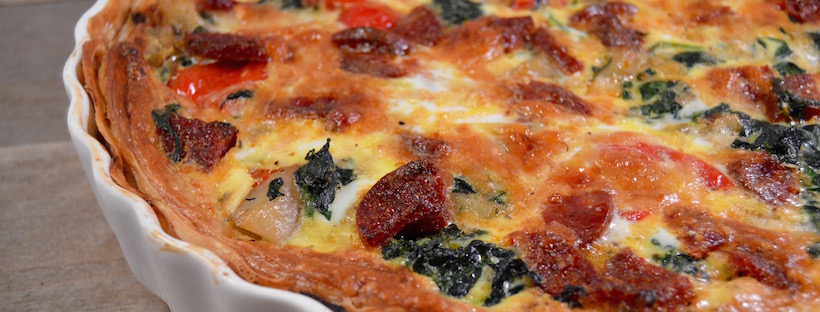 Quiche met aardpeer, paprika & chorizo