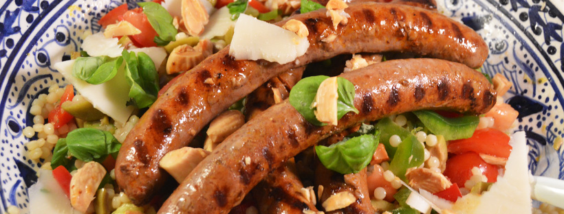 Parelcouscous met merquez worstjes