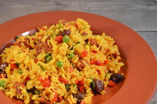 Spaanse rijstsalade met chorizo