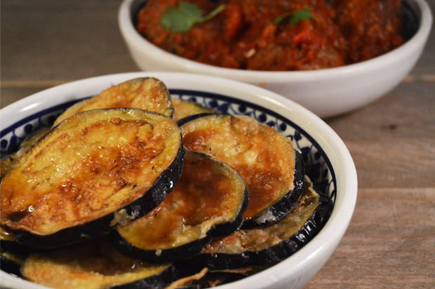 Tapas: Gebakken aubergines met siroop