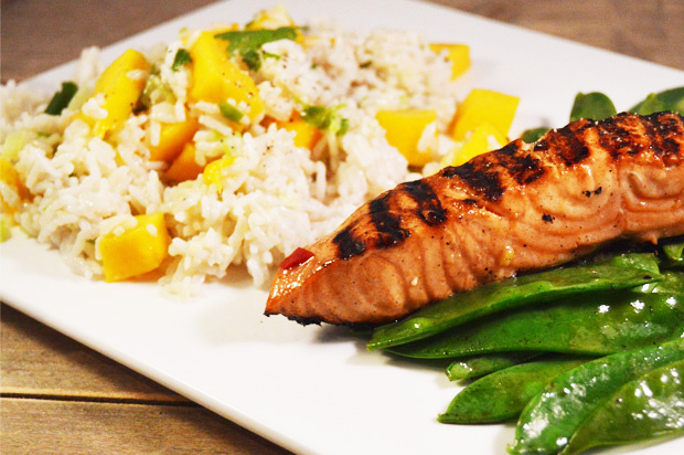 Zalm met kokosrijst en mango Samen Bourgondisch